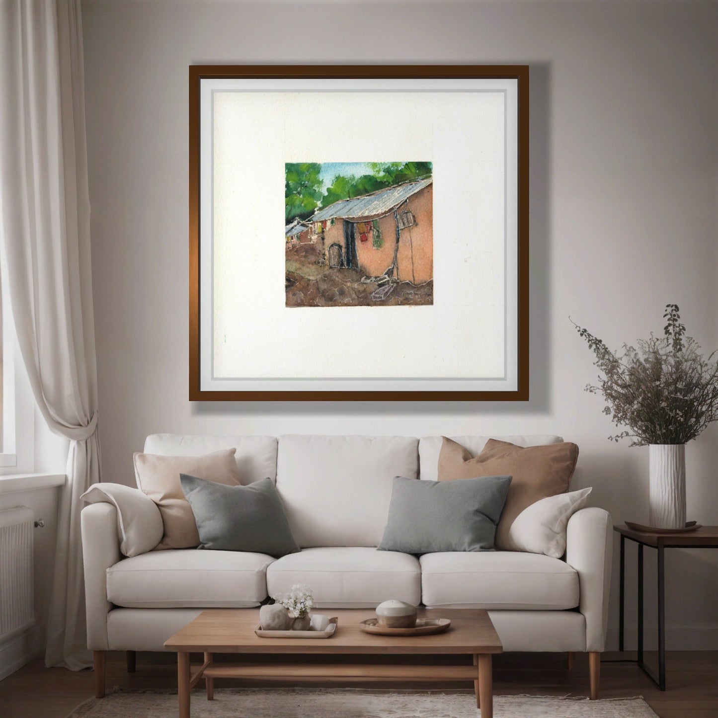 "Indian Village I Miniature Art Print - Traditional Folk Painting - ZenS Art"