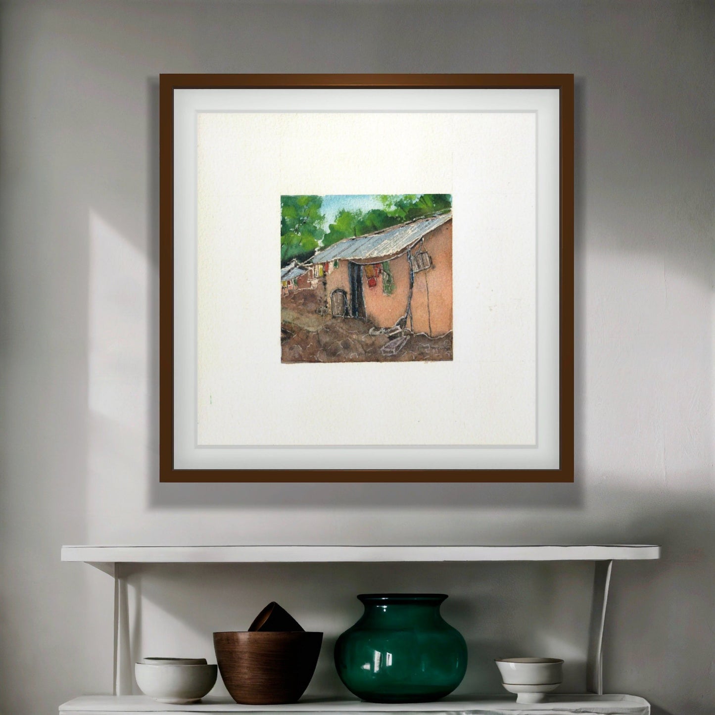 "Indian Village I Miniature Art Print - Traditional Folk Painting - ZenS Art"