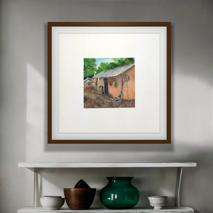 "Indian Village I Miniature Art Print - Traditional Folk Painting - ZenS Art"