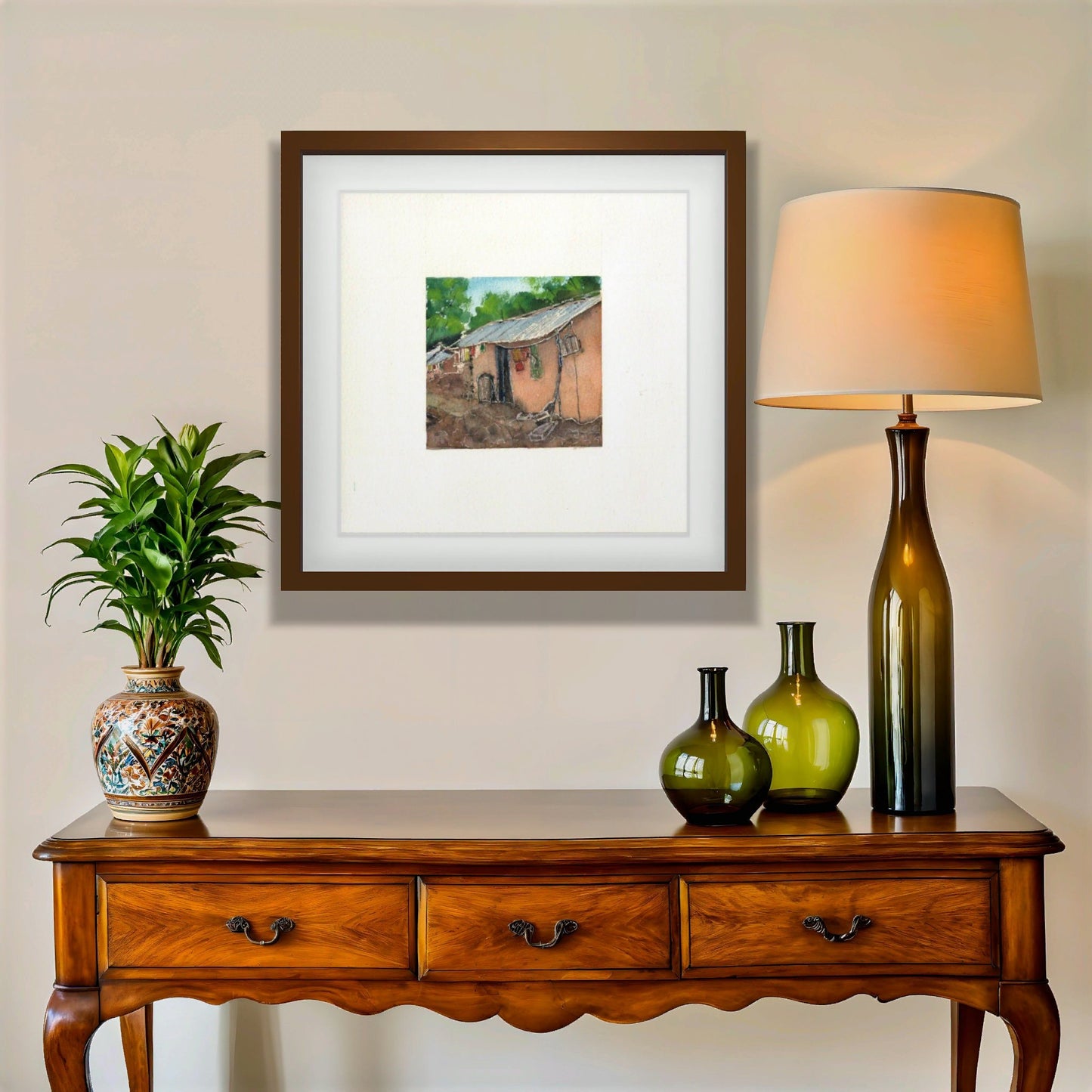 "Indian Village I Miniature Art Print - Traditional Folk Painting - ZenS Art"