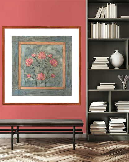 "Madhubani Motif Artwork - Vintage Indian Folk Art Print I | ZenS Art"