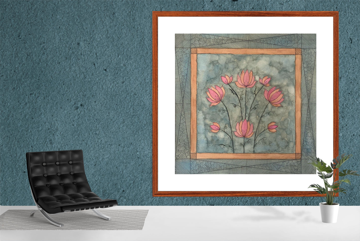 "Madhubani Motif Artwork - Vintage Indian Folk Art Print I | ZenS Art"