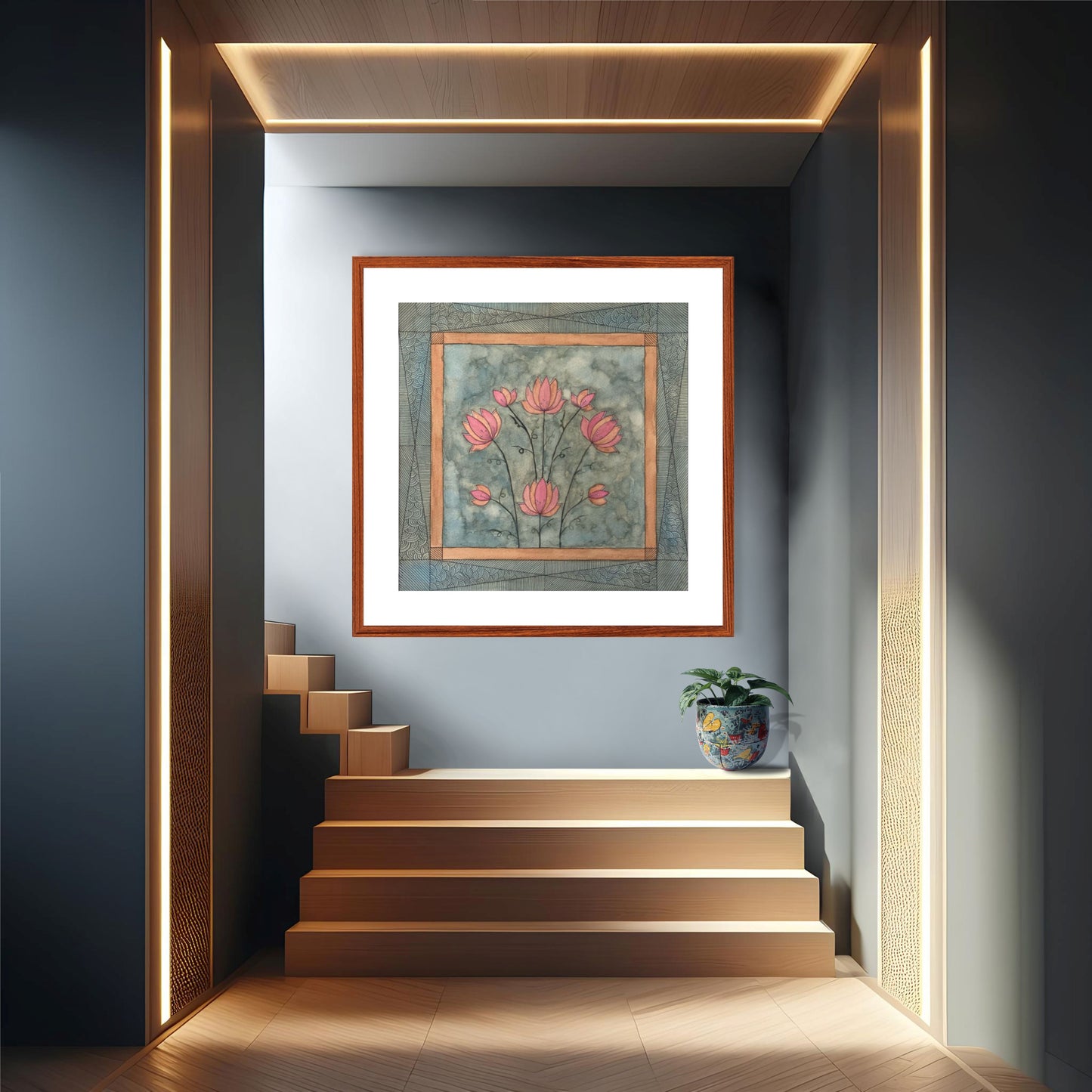 "Madhubani Motif Artwork - Vintage Indian Folk Art Print I | ZenS Art"