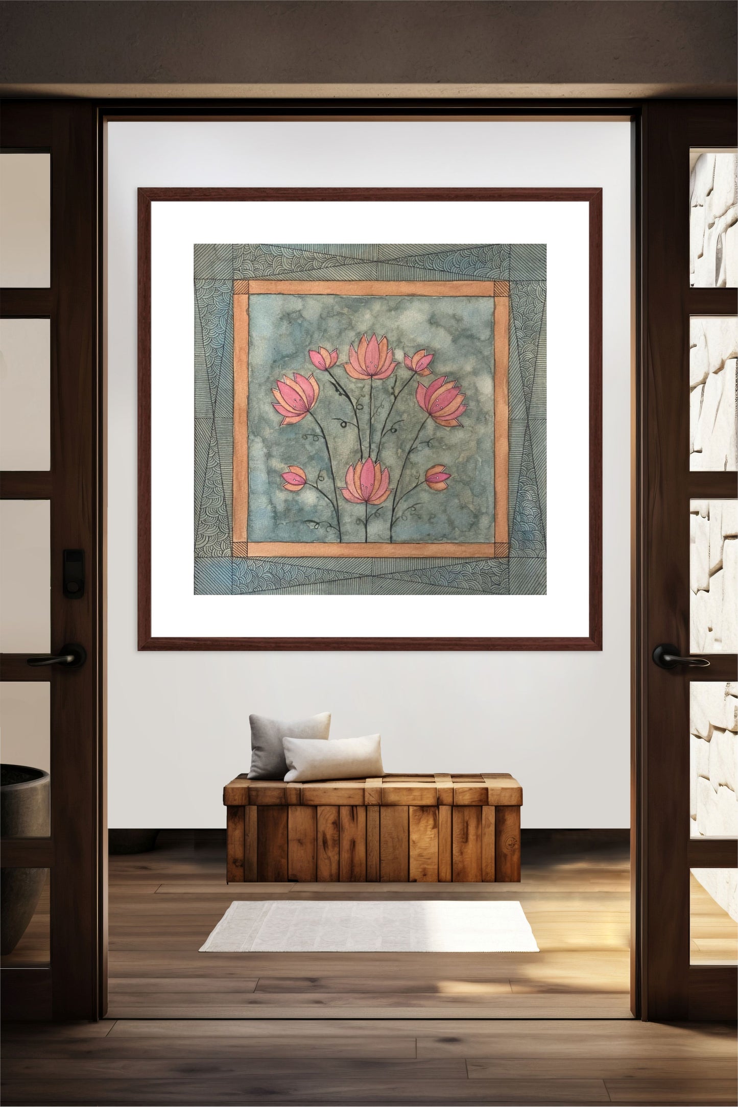 "Madhubani Motif Artwork - Vintage Indian Folk Art Print I | ZenS Art"