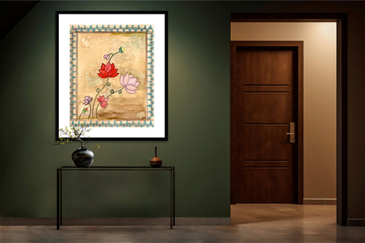 "Madhubani Floral Art - Traditional Indian Folk Artwork Print | ZenS Art"