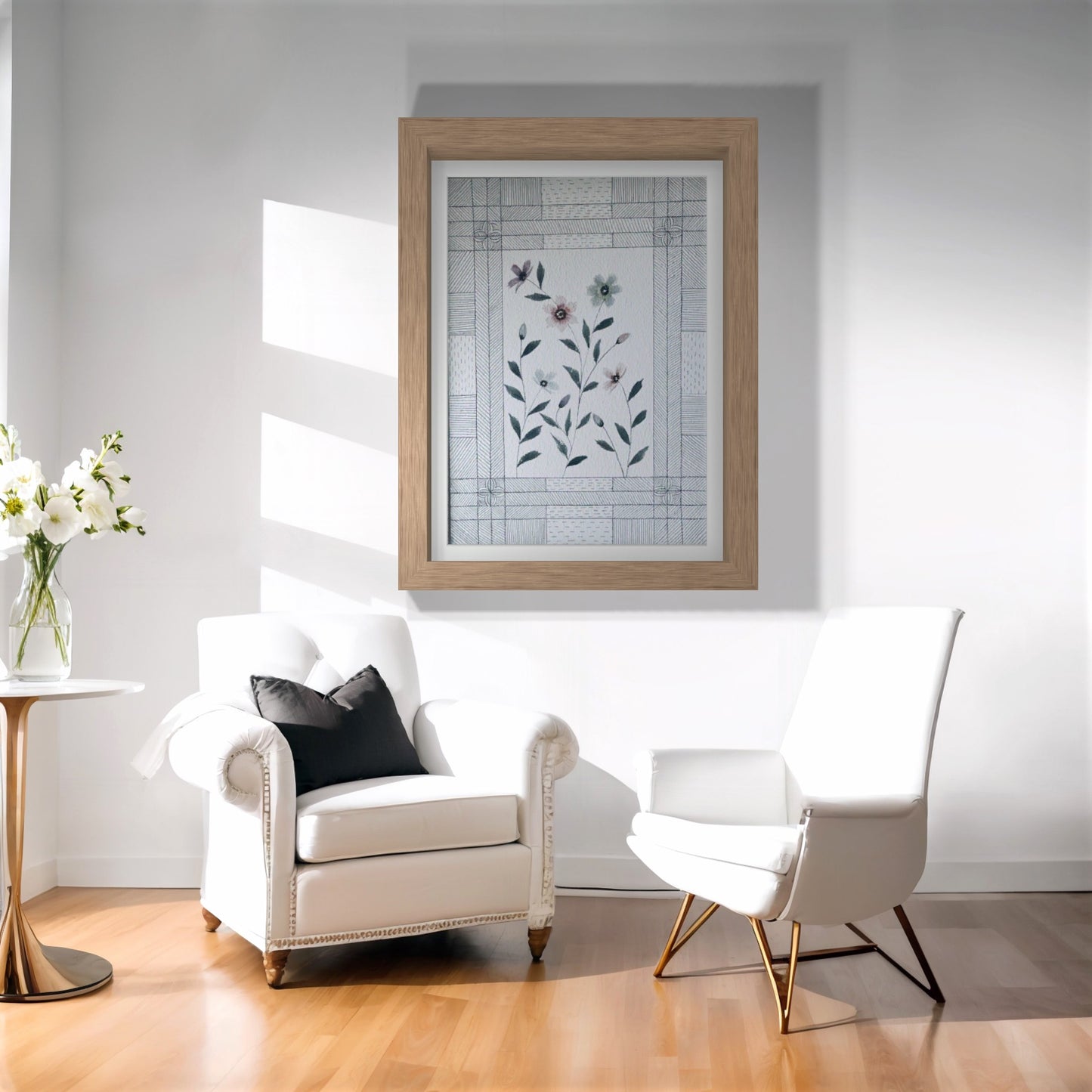 "Modern Geometric Floral Art Print - Abstract Botanical Wall Decor