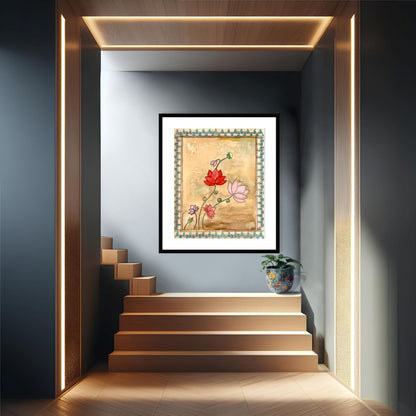 "Madhubani Floral Art - Traditional Indian Folk Artwork Print | ZenS Art"