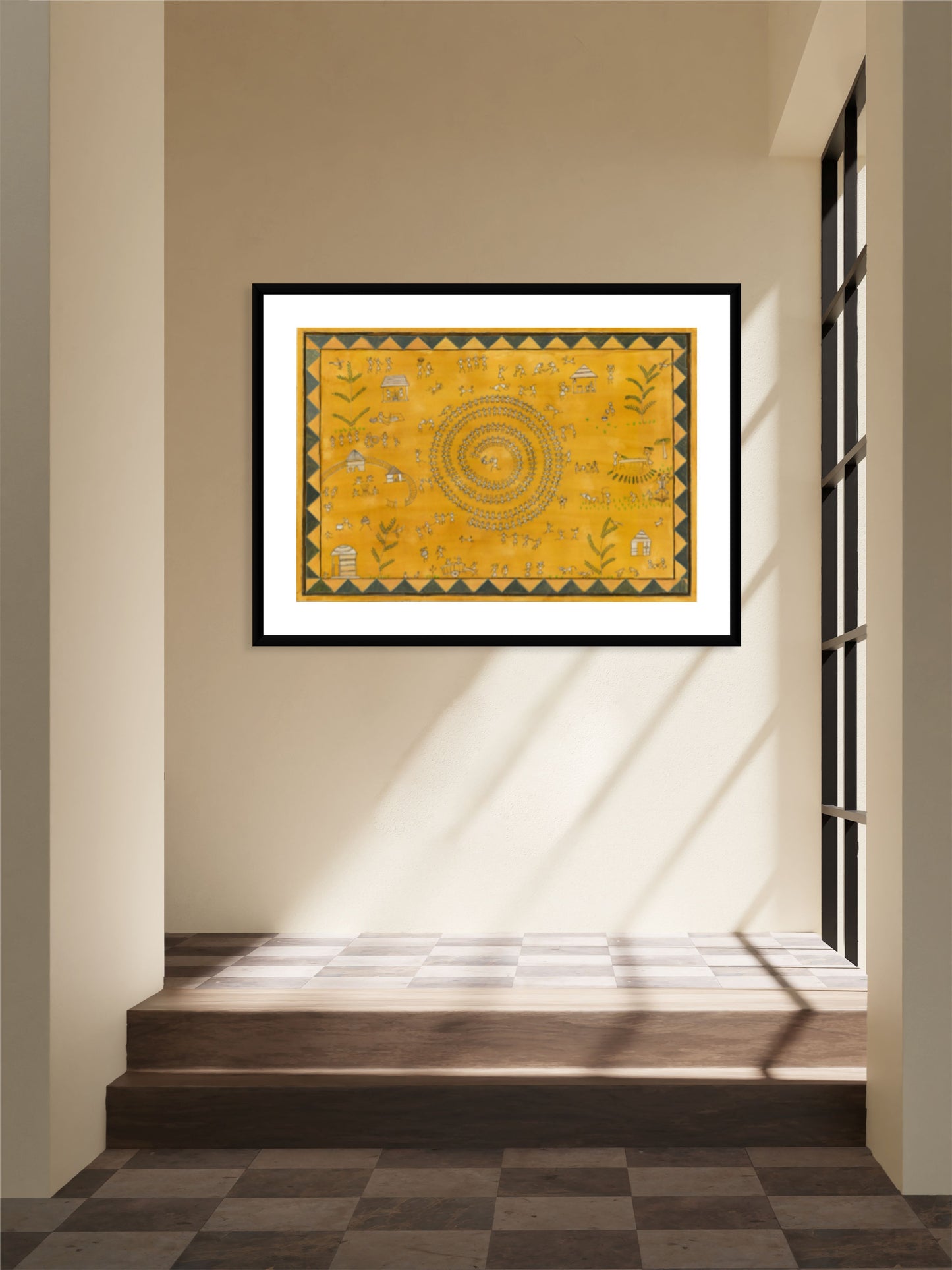 Hand-painted Warli Folk Wall Art Print - Traditional Indian Art - ZenS Art