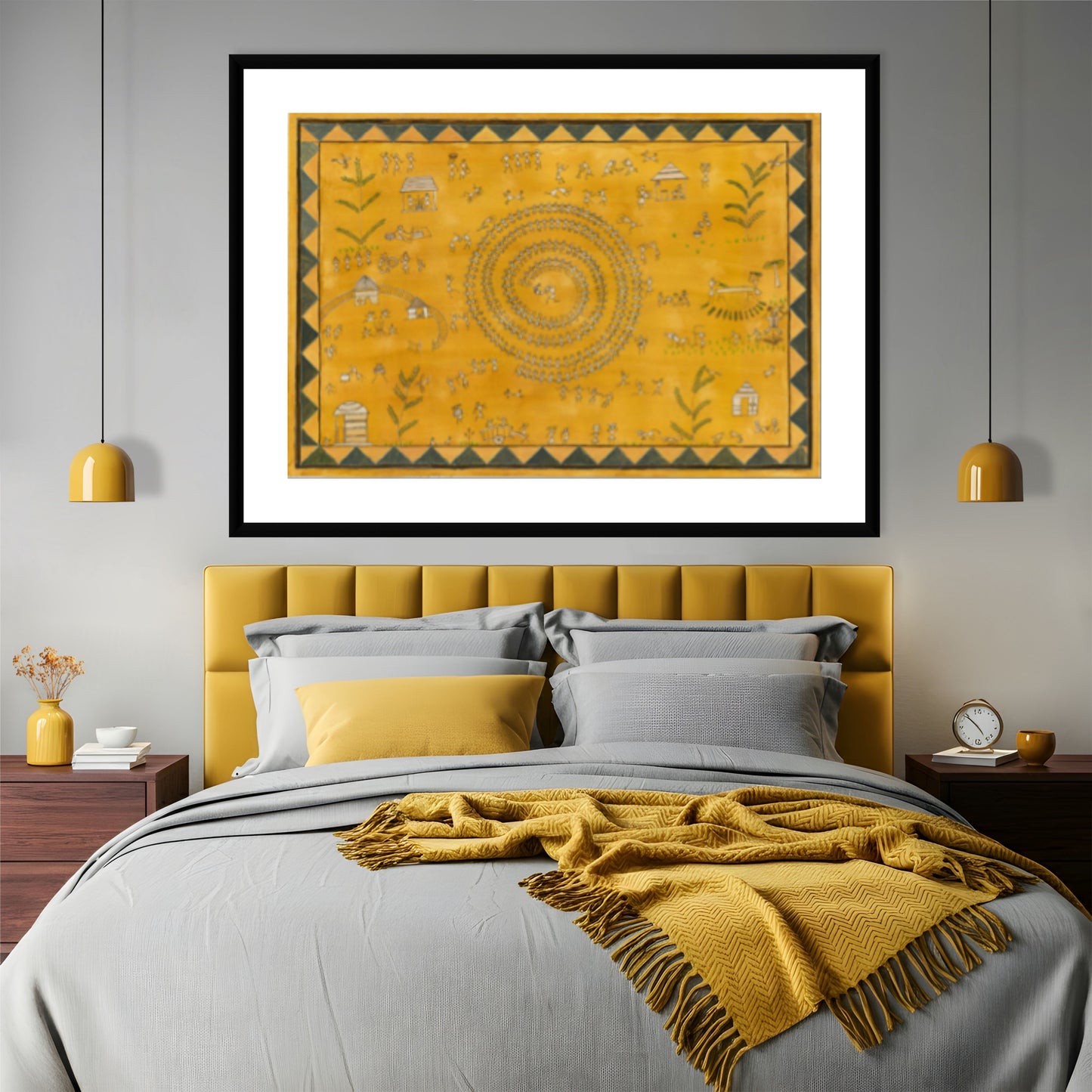 Hand-painted Warli Folk Wall Art Print - Traditional Indian Art - ZenS Art