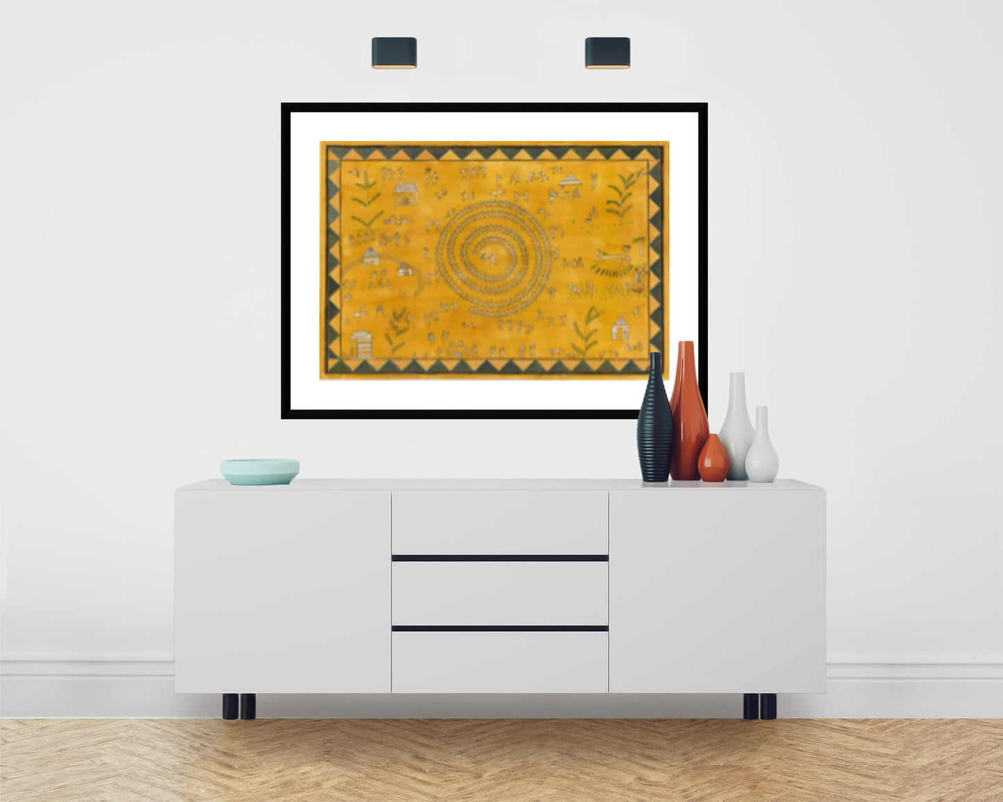 Hand-painted Warli Folk Wall Art Print - Traditional Indian Art - ZenS Art