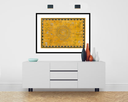 Hand-painted Warli Folk Wall Art Print - Traditional Indian Art - ZenS Art