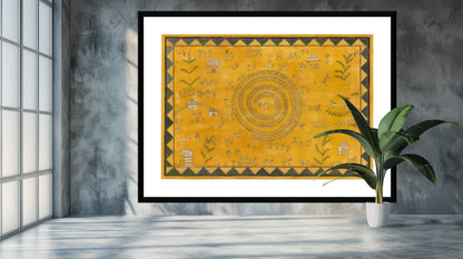 Hand-painted Warli Folk Wall Art Print - Traditional Indian Art - ZenS Art