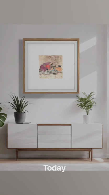 "Indian Village II Miniature Art Print - Traditional Folk Painting - ZenS Art"