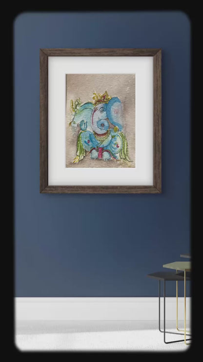 Ganesha Watercolour Painting Fine Art Print - ZenS Art
