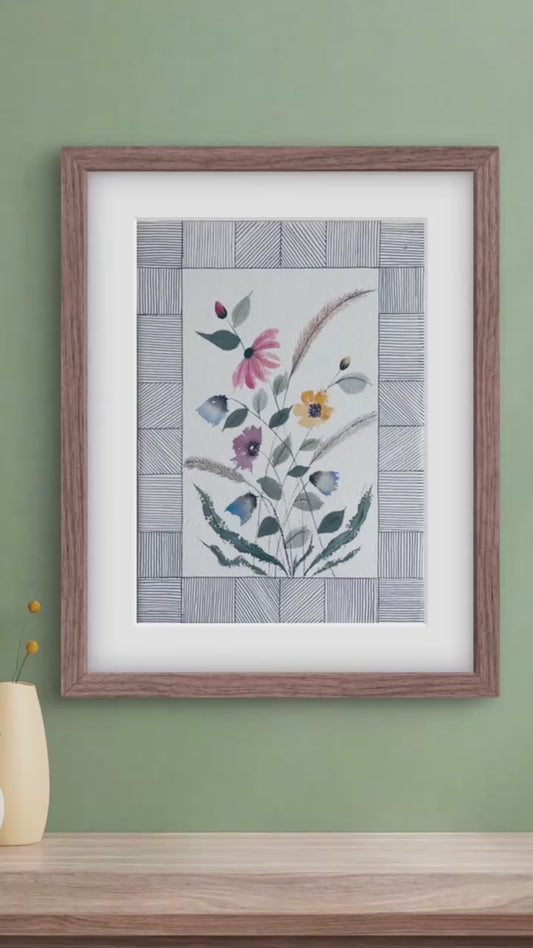 "Modern Geometric Abstract Floral Art Print - Contemporary Wall Decor - ZenS Art"