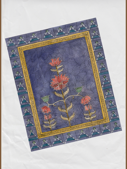 Vintage Lotus Floral Printable Wall Art | Blue Botanical Digital Download