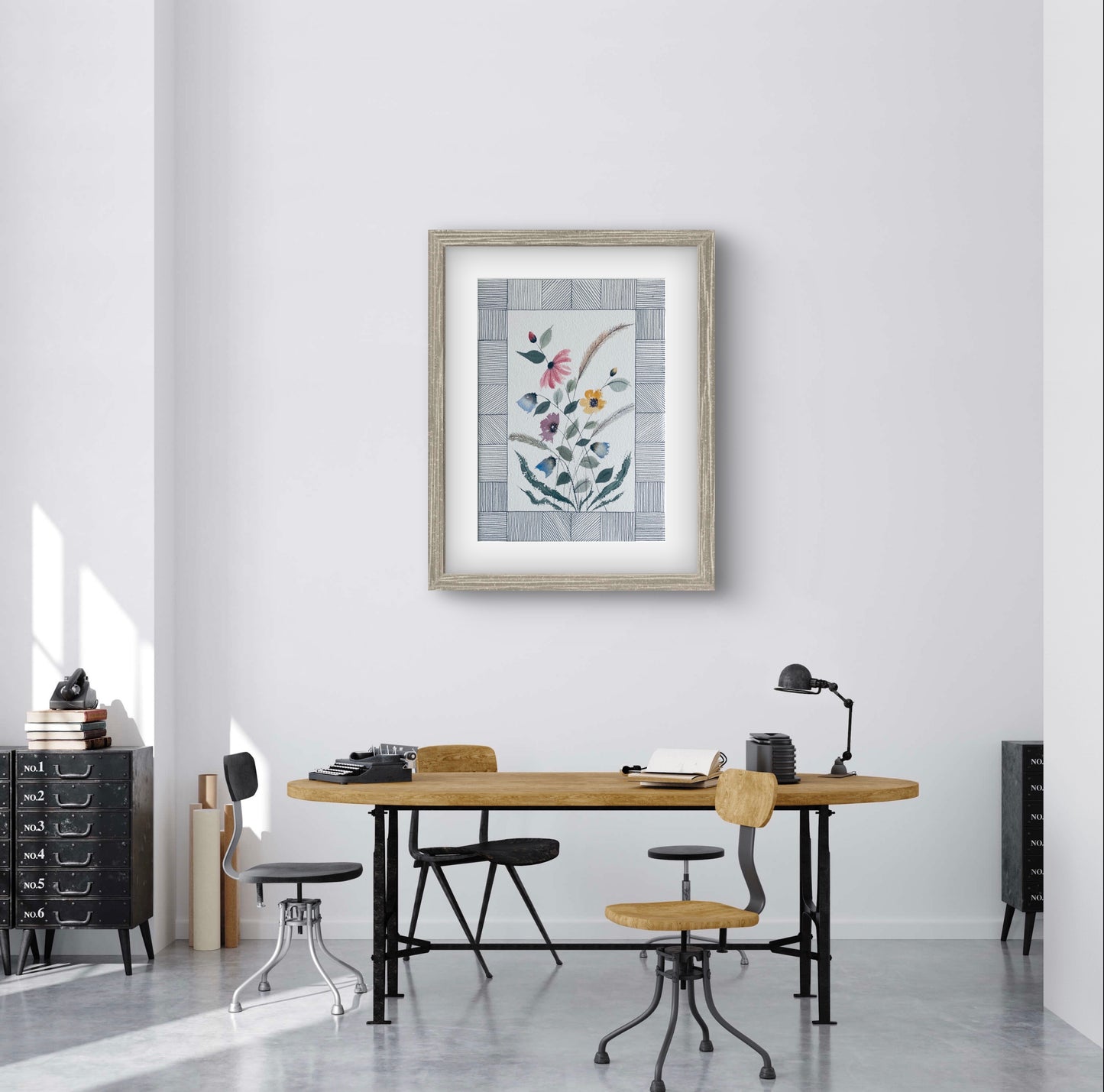 "Modern Geometric Abstract Floral Art Print - Contemporary Wall Decor - ZenS Art"