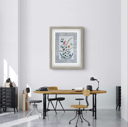 "Modern Geometric Abstract Floral Art Print - Contemporary Wall Decor - ZenS Art"