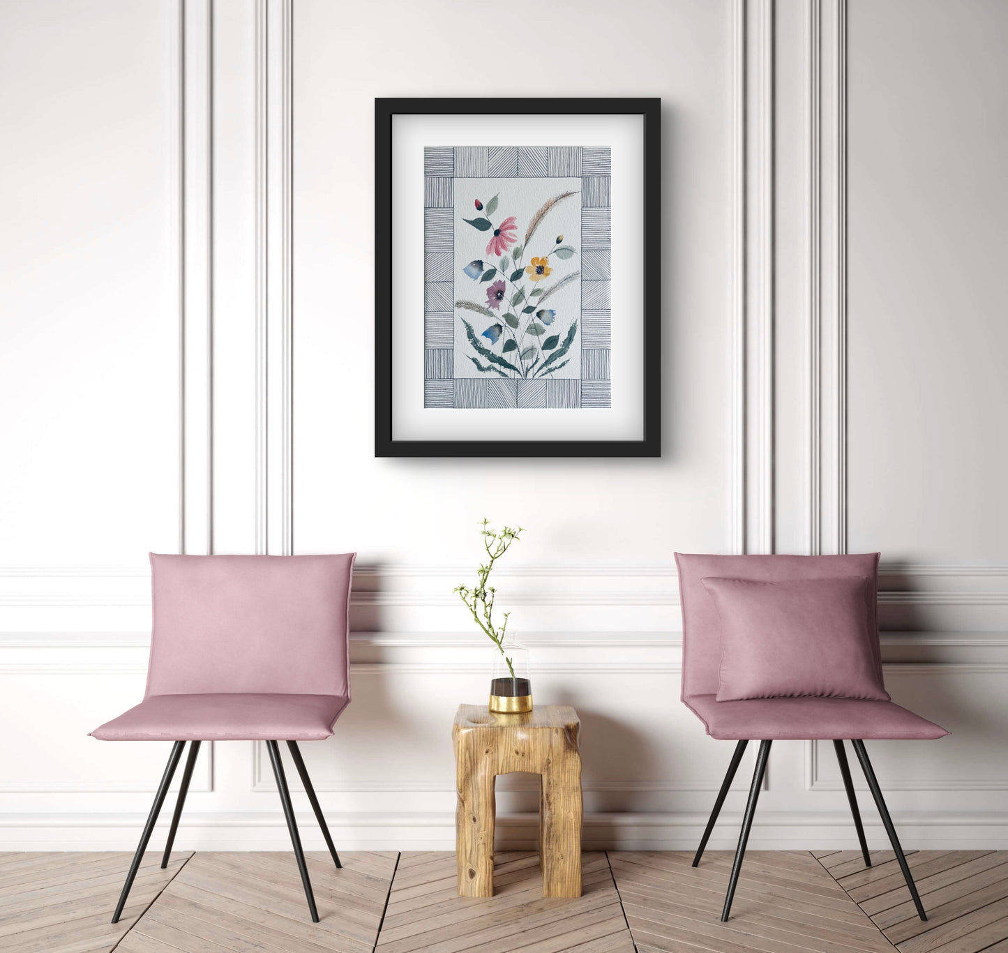 "Modern Geometric Abstract Floral Art Print - Contemporary Wall Decor - ZenS Art"
