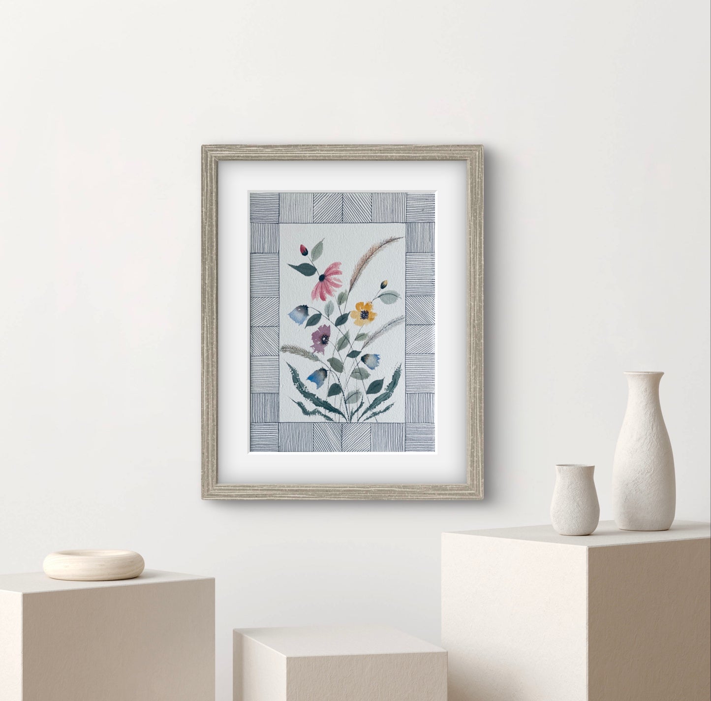 "Modern Geometric Abstract Floral Art Print - Contemporary Wall Decor - ZenS Art"